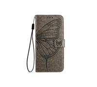 Etui Pour FLOODKING TCL 50 Pro NxtPaper Magnétique Couverture Rabotant Gaufrage Papillon Cuir Premium Gris
