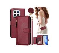 Etui pour FOXDOCK Honor X8C 4G éclair haut de gamme portefeuille multifonction avec fermeture magnétiquedragonne amovible et long cordon,compatible
