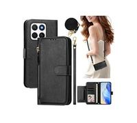 Etui pour FOXDOCK Honor X8C 4G éclair haut de gamme portefeuille multifonction avec fermeture magnétiquedragonne amovible et long cordon,compatible