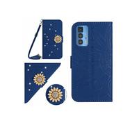 Etui pour FOXDOCK Motorola Edge 20 Pro Salle de tournesol en relief avec du portefeuille de support de carte magnétique Diamants avec couvercle de