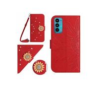 Etui pour FOXDOCK Motorola Edge 20 Salle de tournesol en relief avec du portefeuille de support de carte magnétique Diamants avec couvercle de