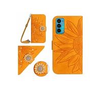 Etui pour FOXDOCK Motorola Edge 20 Salle de tournesol en relief avec du portefeuille de support de carte magnétique Diamants avec couvercle de