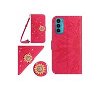 Etui pour FOXDOCK Motorola Edge 20 Salle de tournesol en relief avec du portefeuille de support de carte magnétique Diamants avec couvercle de