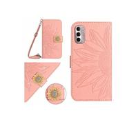 Etui pour FOXDOCK Motorola G Stylus 5G 2022 Salle de tournesol en relief avec du portefeuille de support de carte magnétique Diamants avec couvercle