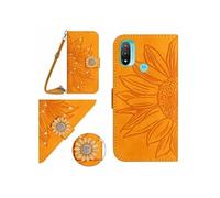Etui pour FOXDOCK Motorola Moto E20/E30/E40 Salle de tournesol en relief avec du portefeuille de support de carte magnétique Diamants avec couvercle