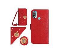 Etui pour FOXDOCK Motorola Moto E20/E30/E40 Salle de tournesol en relief avec du portefeuille de support de carte magnétique Diamants avec couvercle
