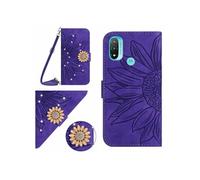 Etui pour FOXDOCK Motorola Moto E20/E30/E40 Salle de tournesol en relief avec du portefeuille de support de carte magnétique Diamants avec couvercle