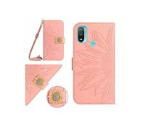 Etui pour FOXDOCK Motorola Moto E20/E30/E40 Salle de tournesol en relief avec du portefeuille de support de carte magnétique Diamants avec couvercle