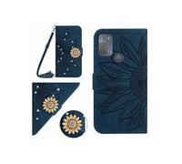 Etui pour FOXDOCK Motorola Moto G50 Salle de tournesol en relief avec du portefeuille de support de carte magnétique Diamants avec couvercle de