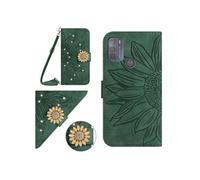 Etui pour FOXDOCK Motorola Moto G50 Salle de tournesol en relief avec du portefeuille de support de carte magnétique Diamants avec couvercle de