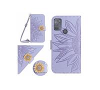 Etui pour FOXDOCK Motorola Moto G50 Salle de tournesol en relief avec du portefeuille de support de carte magnétique Diamants avec couvercle de
