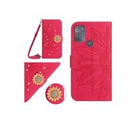 Etui pour FOXDOCK Motorola Moto G50 Salle de tournesol en relief avec du portefeuille de support de carte magnétique Diamants avec couvercle de