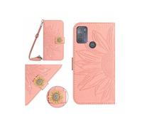 Etui pour FOXDOCK Motorola Moto G50 Salle de tournesol en relief avec du portefeuille de support de carte magnétique Diamants avec couvercle de