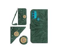 Etui pour FOXDOCK Motorola Moto G71 5G Salle de tournesol en relief avec du portefeuille de support de carte magnétique Diamants avec couvercle de
