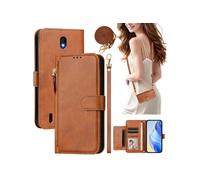 Etui pour FOXDOCK Nokia C01 Plus/C1 2nd Edition éclair haut de gamme portefeuille multifonction avec fermeture magnétiquedragonne amovible et long