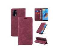 Etui pour FOXDOCK OPPO A74 4G/Reno 6 Lite RFID Blocking Flip Book Pliant Wallet Cuir avec porte-carte et couvercle de la kickstand compatible avec