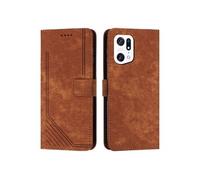Etui pour FOXDOCK OPPO Find X5 Pro Protecteur complet PU en cuir PU Flip Cover compatible avec OPPO Find X5 Pro-Brun