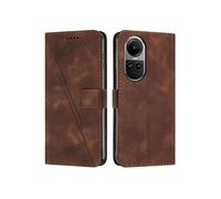 Etui pour FOXDOCK OPPO Reno 10 5G Protection Flip Soft PU Le cuir couvercle en cuir compatible avec OPPO Reno 10 5G-Brun