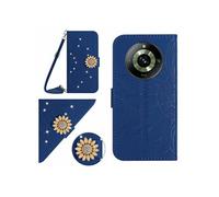 Etui pour FOXDOCK Realme 11 Pro Salle de tournesol en relief avec du portefeuille de support de carte magnétique Diamants avec couvercle de