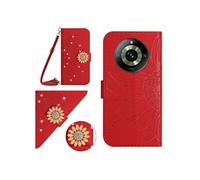 Etui pour FOXDOCK Realme 11 Pro Salle de tournesol en relief avec du portefeuille de support de carte magnétique Diamants avec couvercle de