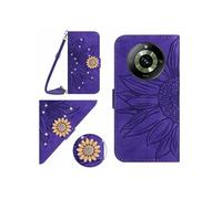 Etui pour FOXDOCK Realme 11 Pro Salle de tournesol en relief avec du portefeuille de support de carte magnétique Diamants avec couvercle de