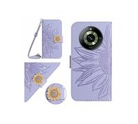 Etui pour FOXDOCK Realme 11 Pro Salle de tournesol en relief avec du portefeuille de support de carte magnétique Diamants avec couvercle de