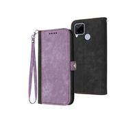 Etui pour FOXDOCK Realme C15/C12 Flip PU Leather Carte Carte avec couvercle de sangle compatible avec Realme C15/C12-Violet