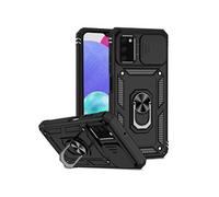 Etui pour FOXDOCK Samsung Galaxy A03S avec support de cycle rotatif, support de voiture magnétique et couvercle de caméra coulissante compatible avec