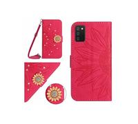 Etui pour FOXDOCK Samsung Galaxy A03S Salle de tournesol en relief avec du portefeuille de support de carte magnétique Diamants avec couvercle de