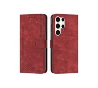 Etui pour FOXDOCK Samsung Galaxy S23 Ultra Protecteur complet PU en cuir PU Flip Cover compatible avec Samsung Galaxy S23 Ultra-Rouge