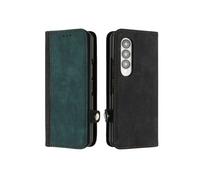 Etui pour FOXDOCK Samsung Galaxy Z Fold 3 Flip PU Leather Carte Carte avec couvercle de sangle compatible avec Samsung Galaxy Z Fold 3-Vert