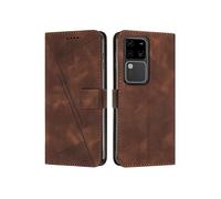 Etui pour FOXDOCK VIVO V30 Pro 5G Protection Flip Soft PU Le cuir couvercle en cuir compatible avec VIVO V30 Pro 5G-Brun