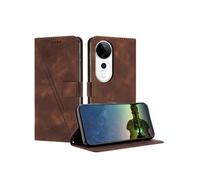 Etui pour FOXDOCK vivo V40 5G Protection Flip Soft PU Le cuir couvercle en cuir compatible avec vivo V40 5G-Brun