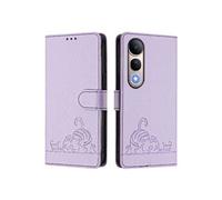 Etui Pour FOXDOCK Vivo V50 Lite 5G Portefeuille A Rabot Porte-fente Pour Carte, RFID Chat Violet