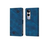 Etui Pour FOXDOCK Vivo V50 Lite 5G Portefeuille A Rabot Titulaire De La Carte Cuir Magnétique Bleu