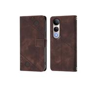 Etui Pour FOXDOCK Vivo V50 Lite 5G Portefeuille A Rabot Titulaire De La Carte Cuir Magnétique Marron