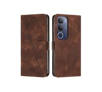 Etui pour FOXDOCK vivo Y19s 4G Protection Flip Soft PU Le cuir couvercle en cuir compatible avec vivo Y19s 4G-Brun