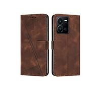 Etui pour FOXDOCK VIVO Y22/Y22S/Y35 4G Protection Flip Soft PU Le cuir couvercle en cuir compatible avec VIVO Y22/Y22S/Y35 4G-Brun