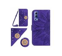 Etui pour FOXDOCK VIVO Y72 5G/Y52 5G Salle de tournesol en relief avec du portefeuille de support de carte magnétique Diamants avec couvercle de