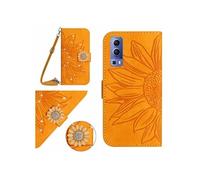 Etui pour FOXDOCK VIVO Y72 5G/Y52 5G Salle de tournesol en relief avec du portefeuille de support de carte magnétique Diamants avec couvercle de