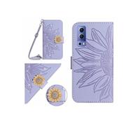 Etui pour FOXDOCK VIVO Y72 5G/Y52 5G Salle de tournesol en relief avec du portefeuille de support de carte magnétique Diamants avec couvercle de