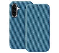 Étui pour Galaxy A37 Effet Carbone avec Porte-carte Anti RFID Bleu