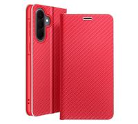 Étui Folio pour Galaxy A57 Effet Carbone Cadre Métallisé avec Porte-cartes Rouge