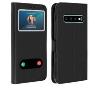 Etui Samsung Galaxy S10 Plus Housse Folio Double Fenêtre Fonction Support Noir