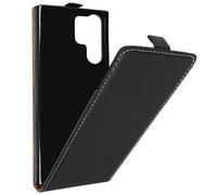 Étui pour Galaxy S23 Ultra - AVIZAR - Clapet Vertical - Effet Cuir Noir - Protection Intégrale - Porte-carte