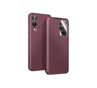 Avizar Étui pour Galaxy S25 Edge avec Fenêtre Smart View et Porte-carte Bordeaux