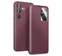 Avizar Étui pour Galaxy S25 FE avec Fenêtre Smart View et Porte-carte Bordeaux
