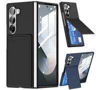 Étui pour Galaxy Z Fold 5 avec Porte-Cartes Portefeuille, Support, béquille intégrée, Dos translucide Coque pour Samsung Galaxy Z Fold5-Noir