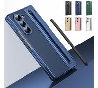 Étui pour Galaxy Z Fold 5 avec Stylet et Emplacement pour Stylo, Housse de Protection à charnière, Protection d'écran intégrée Étui en Cuir pour Samsung Galaxy Z Fold5-Bleu