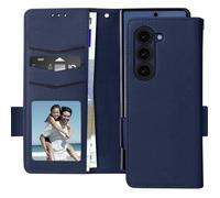 Avizar Étui portefeuille pour Galaxy Z Fold 6 – Languette magnétique, Dragonne – Bleu nuit
